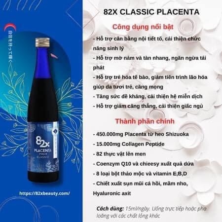 Nước Uống Đẹp Da 82X Placenta Classic Chai 500ml