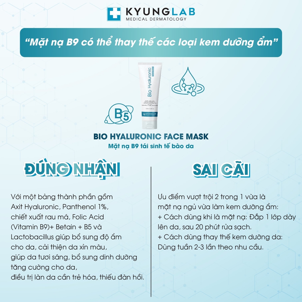 Mặt nạ B9 Kyung Lab Bio Hyaluronic Face Mask tái sinh tế bào da