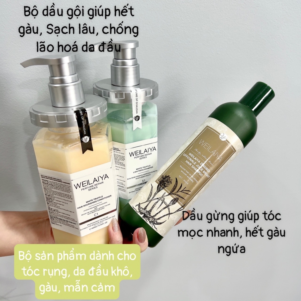 Trọn Bộ Chăm Tóc Tóc Weilaiya Dành Cho Da Đầu Khô, Mẫn Cảm, Rụng nhiều, Da đầu lão hóa - Combo Tăng Cường