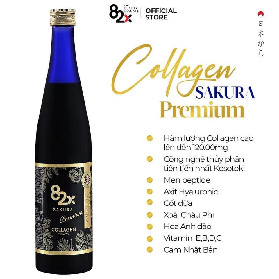 Nước Uống Đẹp Da 82X Sakura Collagen Premium Chai 500ml