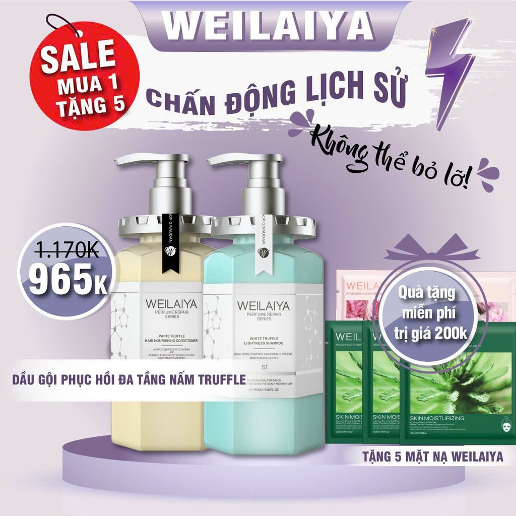 Gội Xả Phục Hồi Nấm Trufflw Weilaiya +Tặng 5 Mặt Nạ Xanh Weilaiya