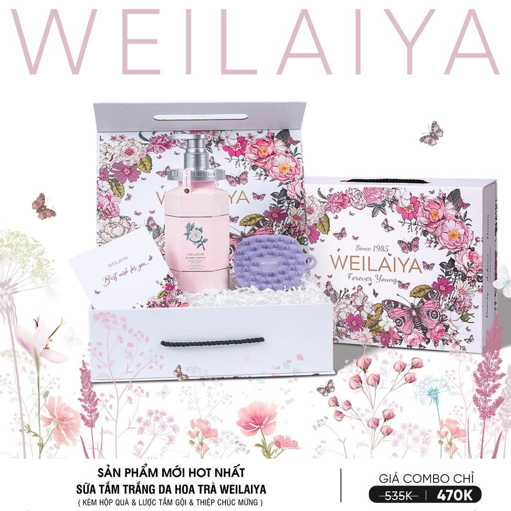 [Hộp Hoa] Sét Quà Tặng Sữa Tắm Hoa Trà Camellia Weilaiya
