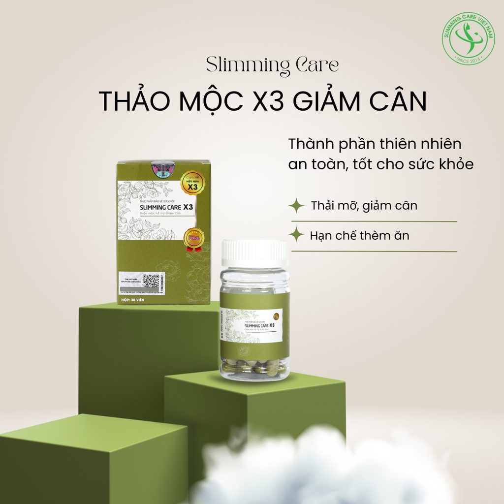 Viên Uống Giảm Cân X3 Slimming Care Số 2 (Loại Mạnh Cho Cơ Địa Chai Lì) + Tặng Kèm Detox Rau Xanh