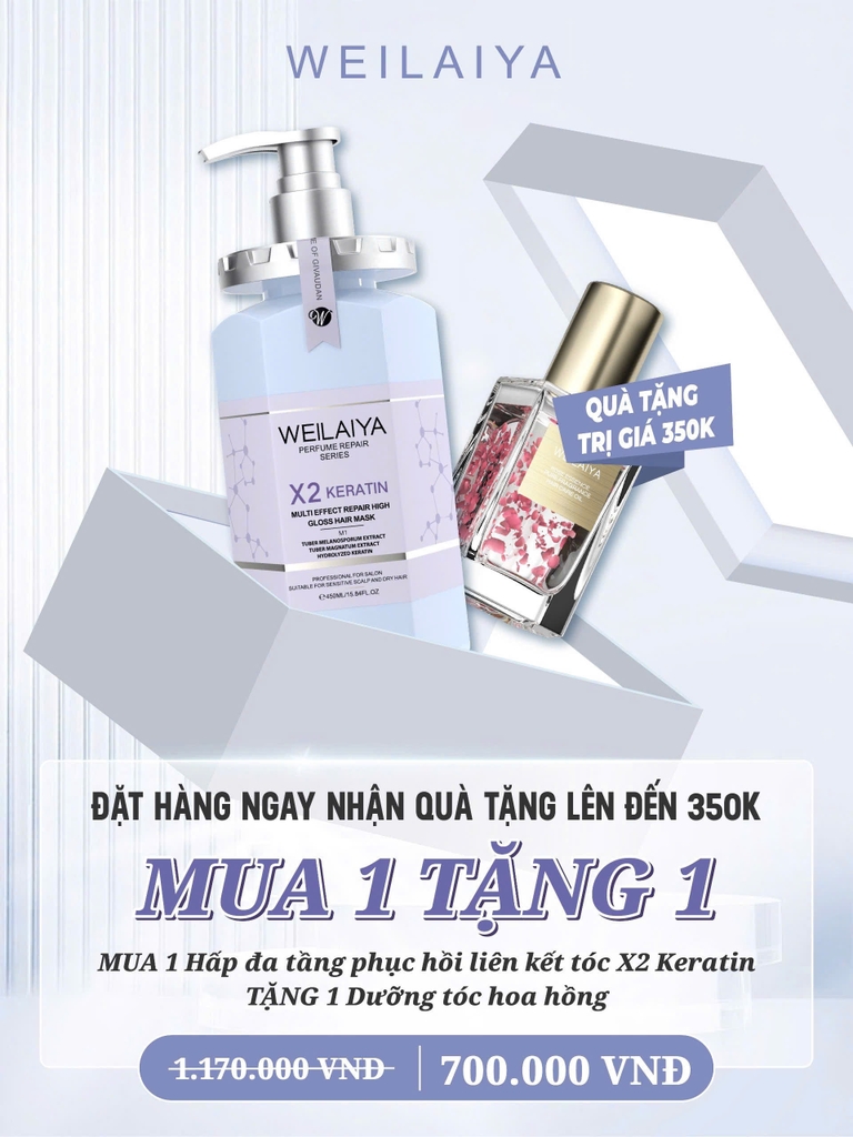 Combo Dầu Hấp Tóc X2 Keratin Weilaiya 450ml - Tặng Dưỡng Tóc 40ml
