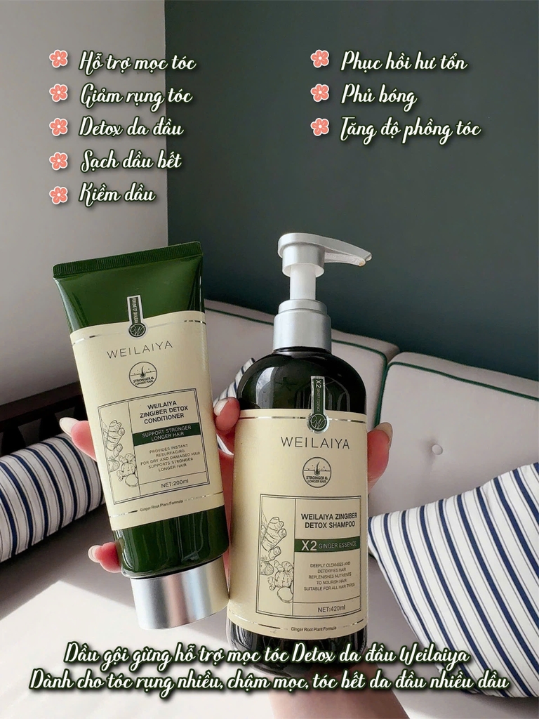 [Hộp Trắng] Sét Quà Gội Xả Gừng Luxury Xanh Detox Da Đầu X2 Mọc Tóc