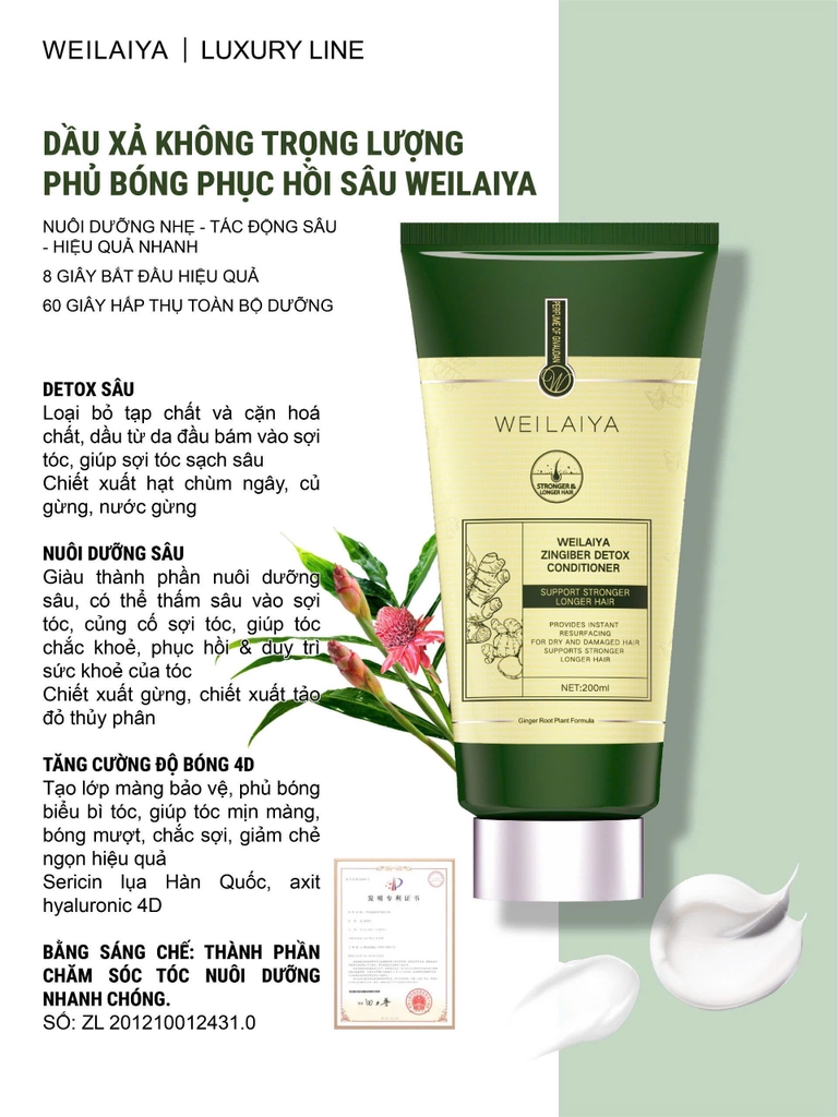 [Hộp Trắng] Sét Quà Gội Xả Gừng Luxury Xanh Detox Da Đầu X2 Mọc Tóc