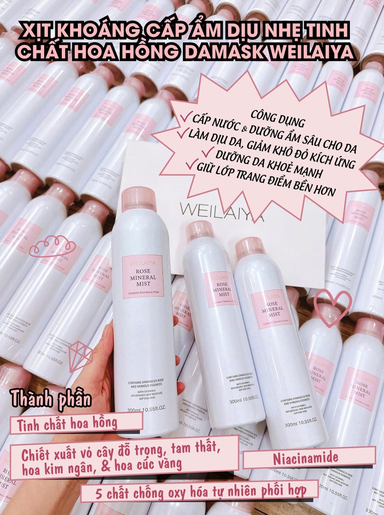 Xịt Khoáng Hoa Hồng Weilaiya Rose Mineral Mist 300ml