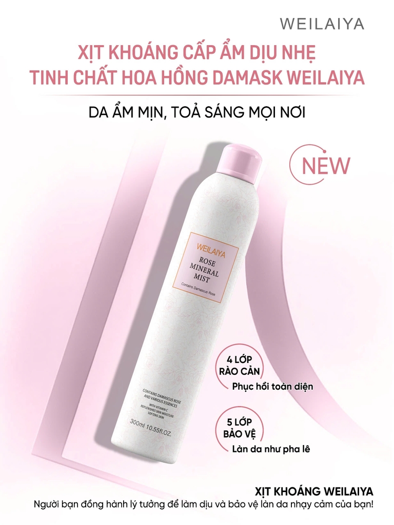Xịt Khoáng Hoa Hồng Weilaiya Rose Mineral Mist 300ml