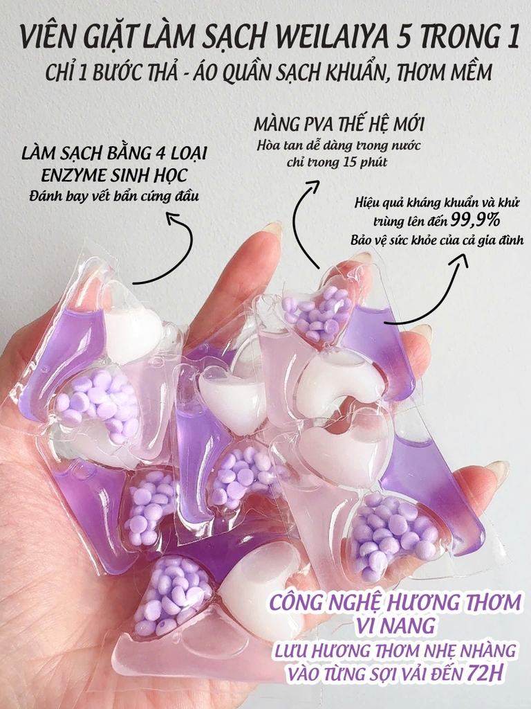 Viên Giặt Weilaiya (Túi 7 viên x 8g)