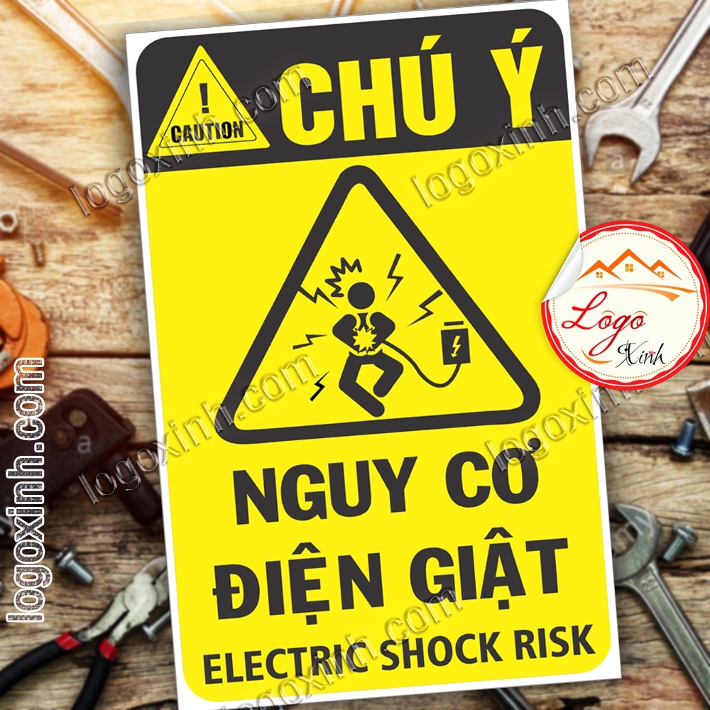LOGO TEM STICKER CẢNH BÁO NGUY CƠ ĐIỆN GIẬT, ELECTRIC SHOCK RISK - BIỂN ...