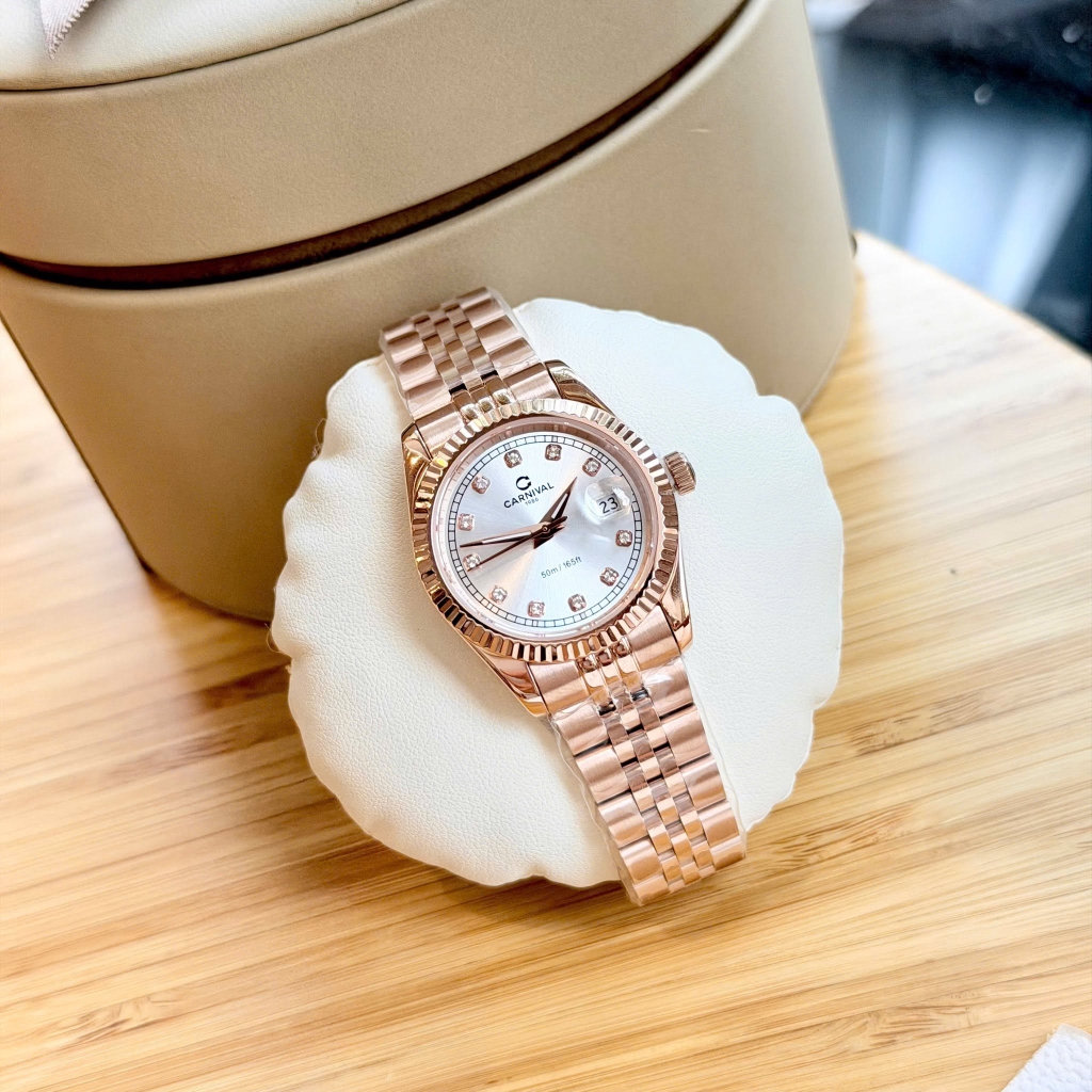 Đồng Hồ Nữ Carnival 8131L-VH-T Dây Thép Vàng Hồng Mặt Trắng Size 30mm Quartz Japan