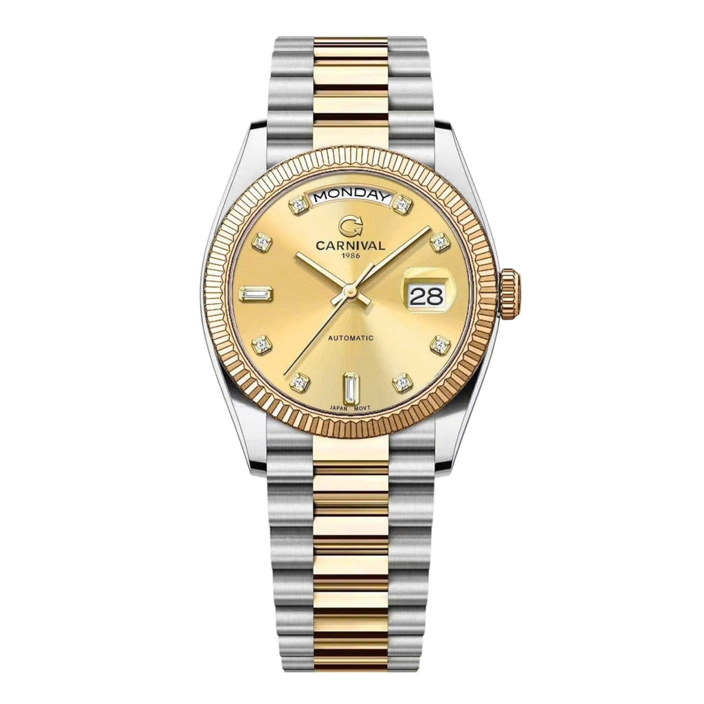 Đồng Hồ Nam Carnival 8239G-CV-V Automatic Chính Hãng Size 38mm Demi Vàng Mặt Vàng