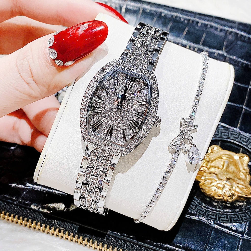 Đồng Hồ Nữ Đính Đá Chính Hãng Franklin FL6144 Silver Size 30mm Quartz Tặng Kèm Vòng Tay