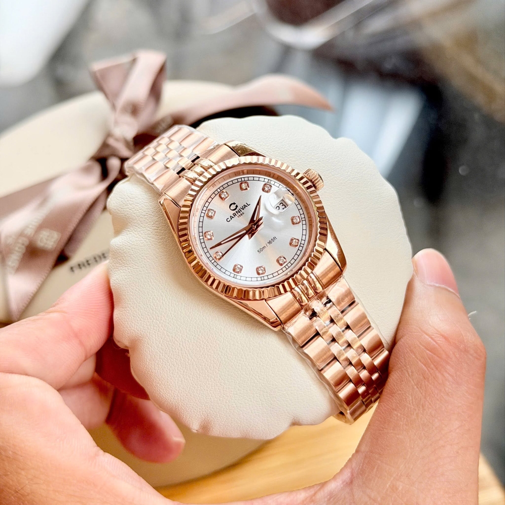 Đồng Hồ Nữ Carnival 8131L-VH-T Dây Thép Vàng Hồng Mặt Trắng Size 30mm Quartz Japan