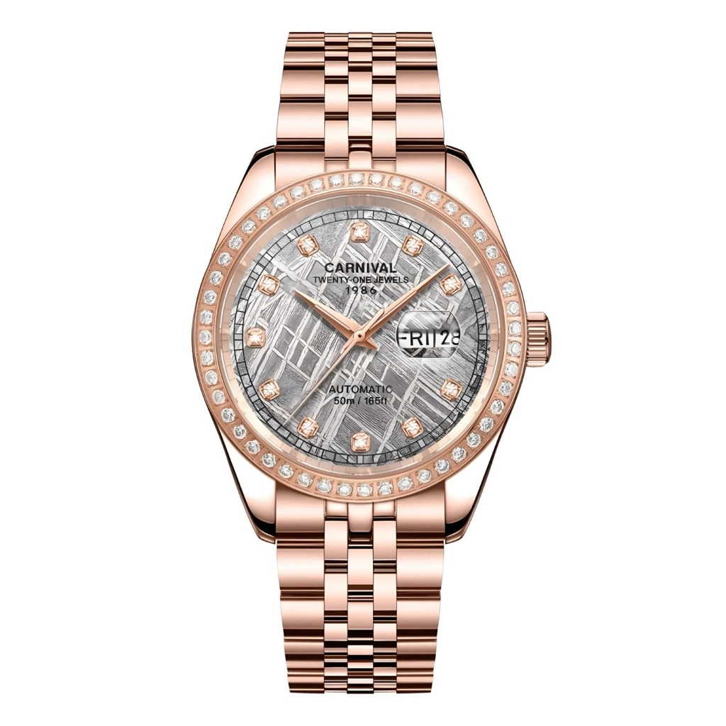 Đồng Hồ Nam Carnival 8131G2-VH-TT Automatic Dây Thép Vàng Hồng Mặt Thiên Thạch Size 40mm