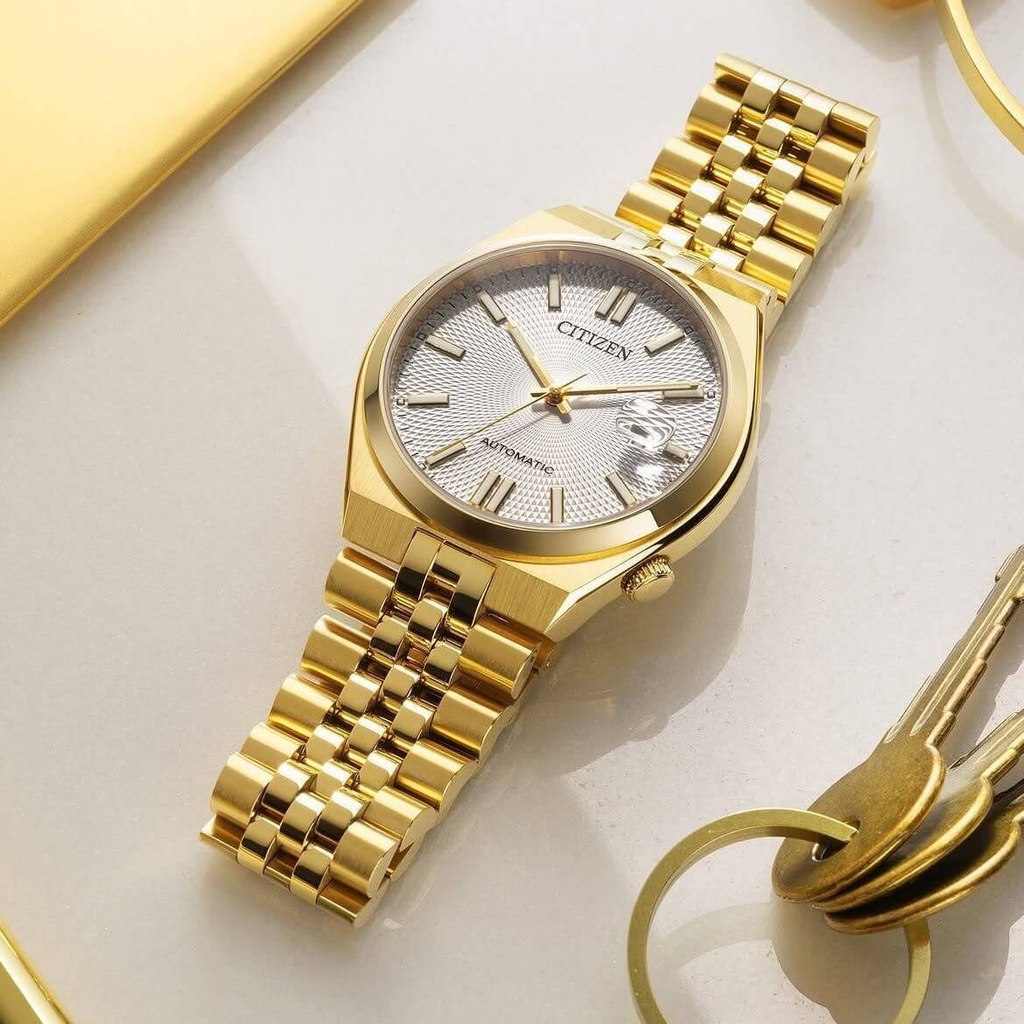 Đồng Hồ Nam Citizen Tsuyosa 60 40mm NK0022-50A Size 40mm Automatic Màu Vàng Mặt Trắng