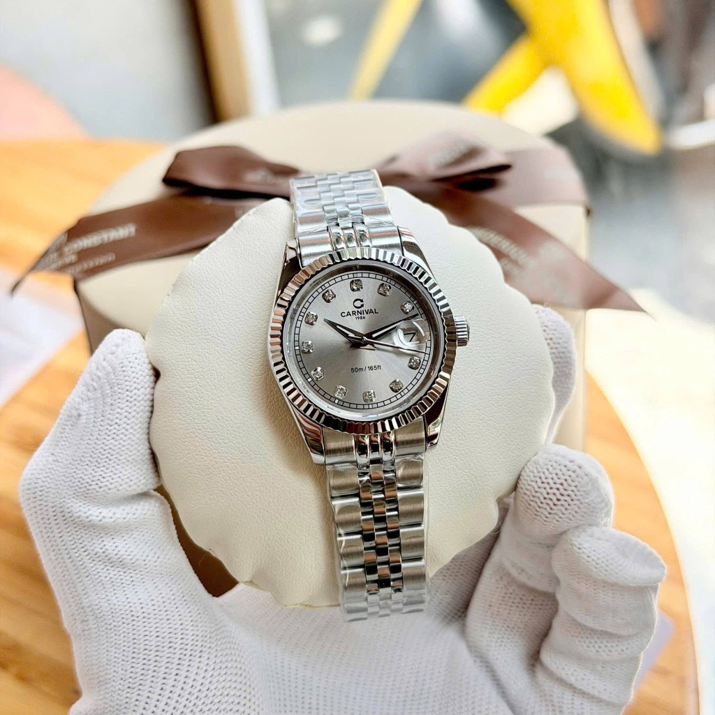Đồng Hồ Nữ Carnival 8131L-VT-TX Dây Thép Bạc Mặt Xám Size 30mm Quartz Japan