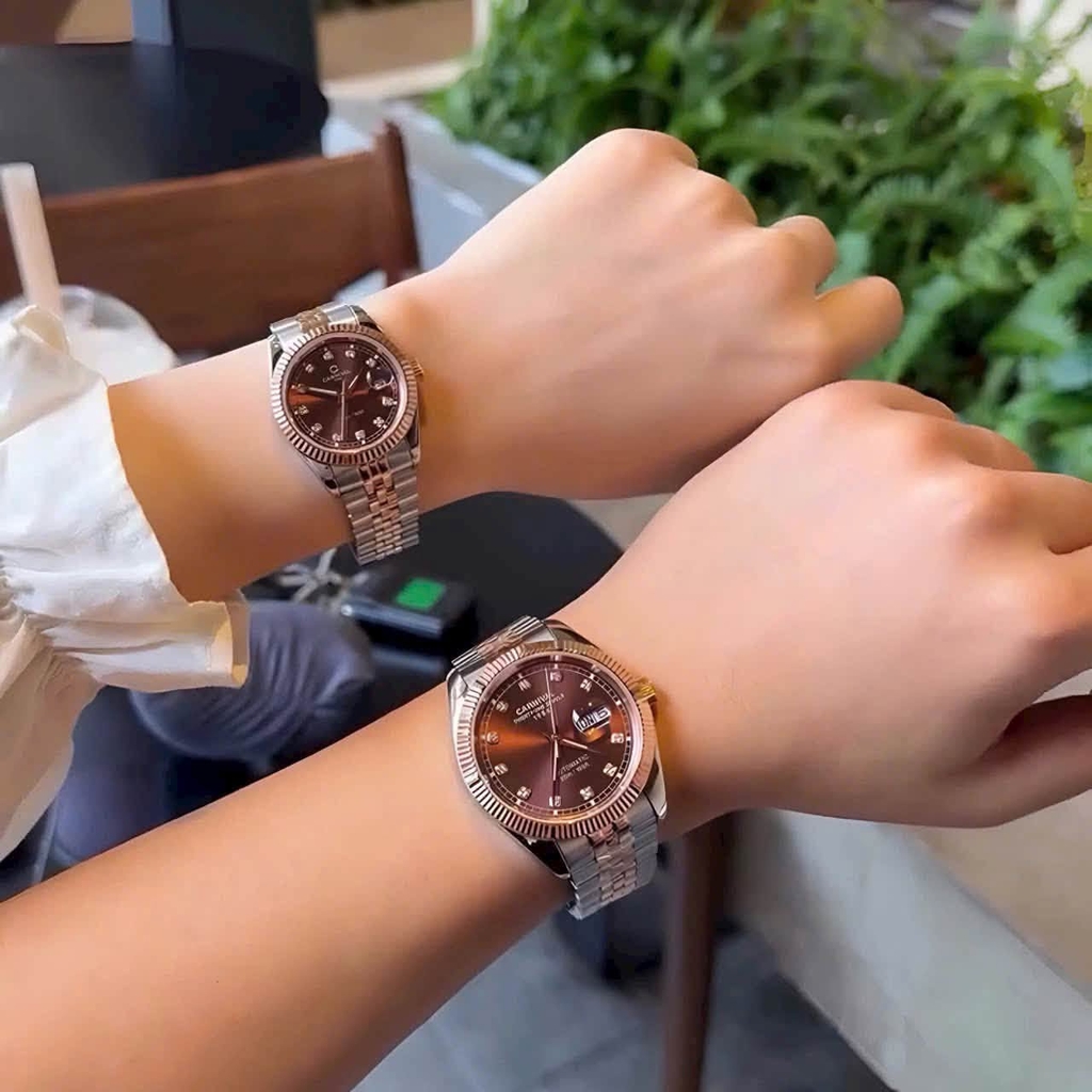 Đồng Hồ Nữ Carnival 8131L-CH-N Demi Vàng Hồng Mặt Nâu Size 30mm Quartz Japan