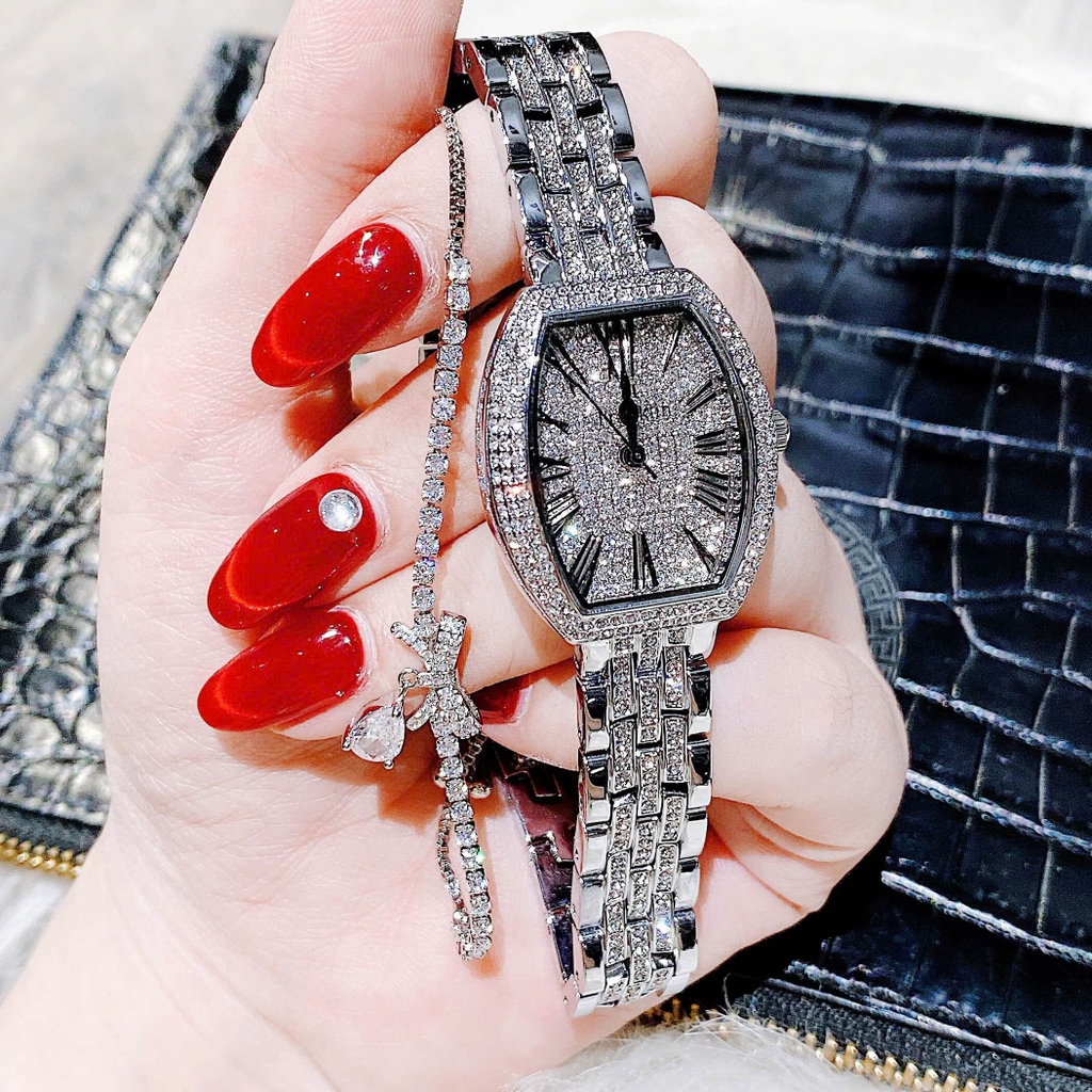 Đồng Hồ Nữ Đính Đá Chính Hãng Franklin FL6144 Silver Size 30mm Quartz Tặng Kèm Vòng Tay