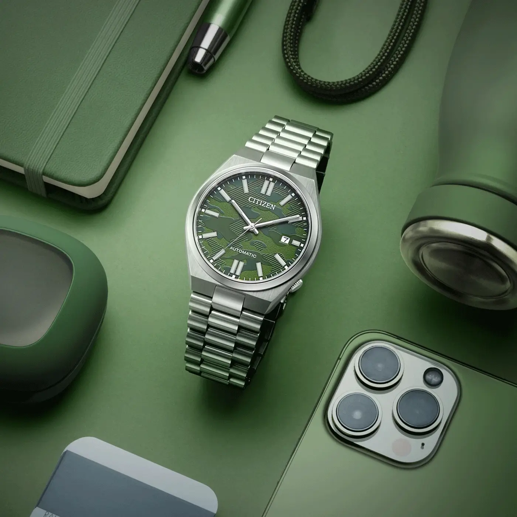 Đồng Hồ Nam Citizen Tsuyosa Automatic Green Camouflage NJ0159-86X Size 40mm