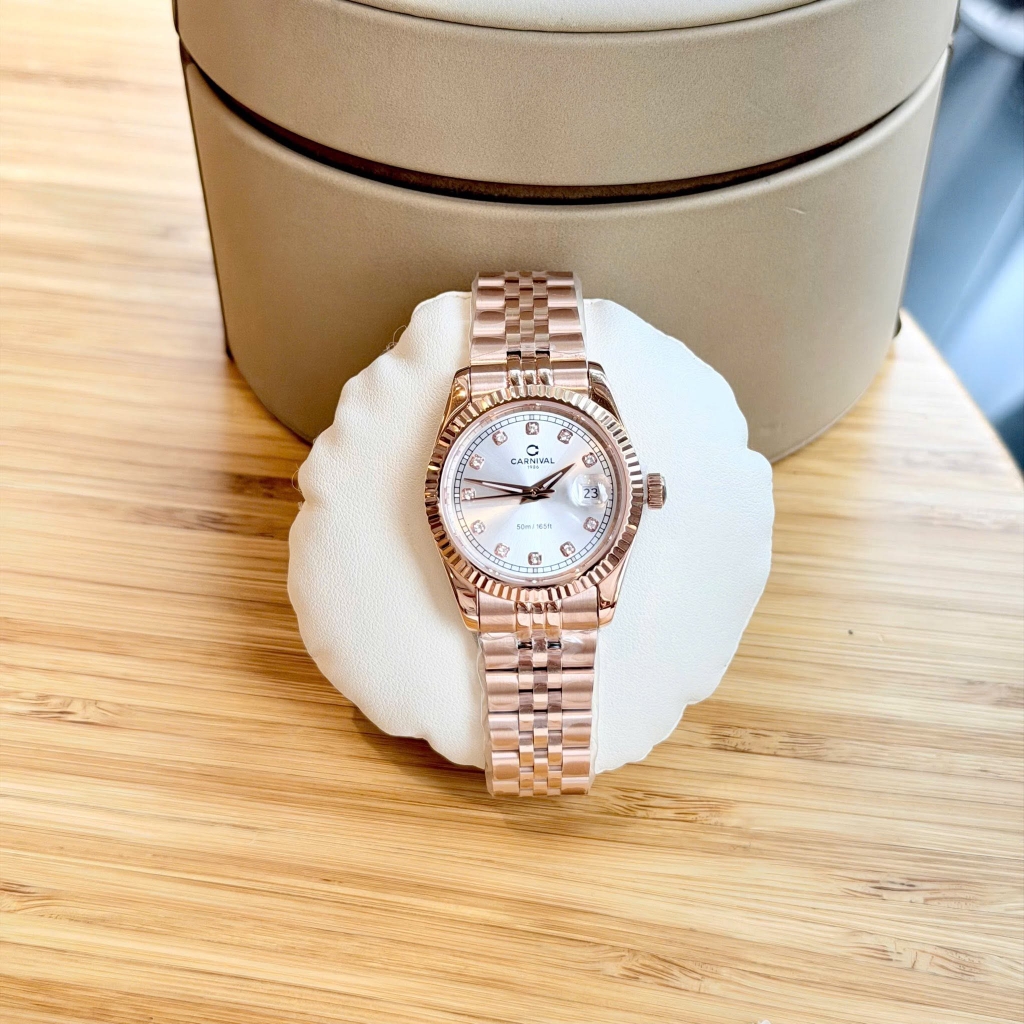 Đồng Hồ Nữ Carnival 8131L-VH-T Dây Thép Vàng Hồng Mặt Trắng Size 30mm Quartz Japan