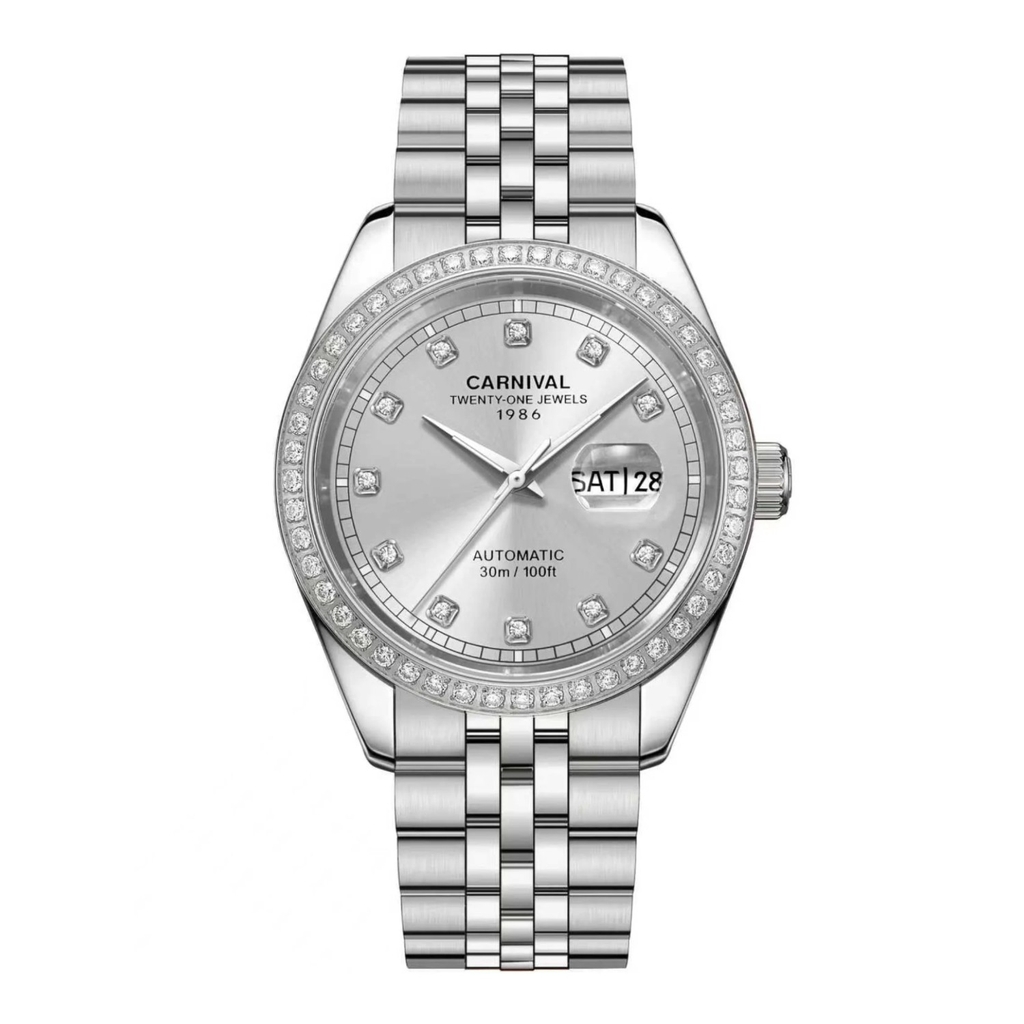 Đồng Hồ Nam Carnival 8131G2-VT-TX Automatic Dây Thép Bạc Mặt Xám Size 40mm