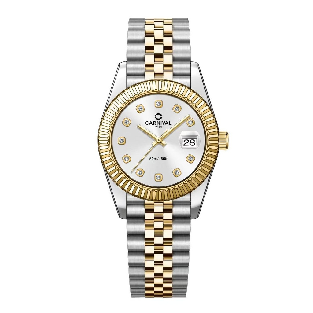 Đồng Hồ Nữ Carnival 8250L-CV-T Demi Vàng Gold Mặt Trắng Size 30mm Quartz Japan