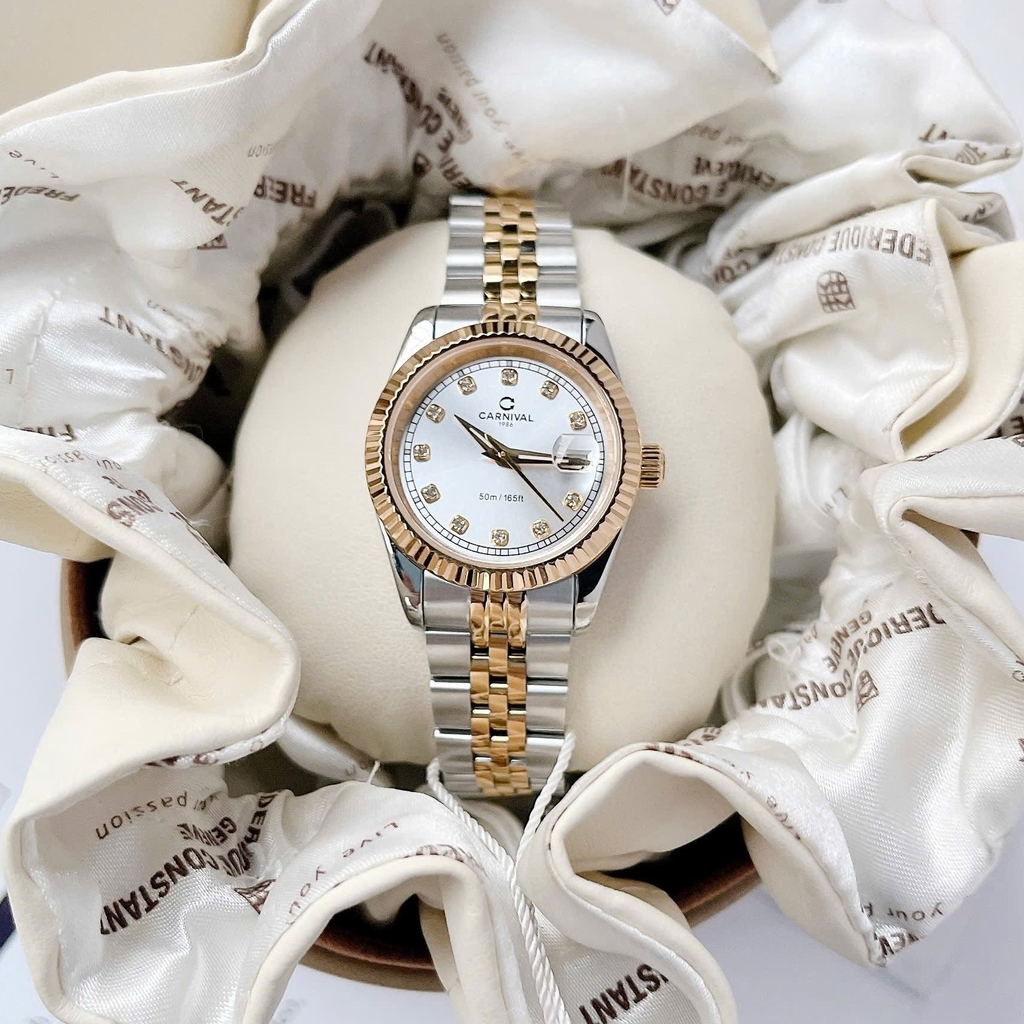 Đồng Hồ Nữ Carnival 8131L-CV-D Demi Vàng Mặt Trắng Size 30mm Quartz Japan