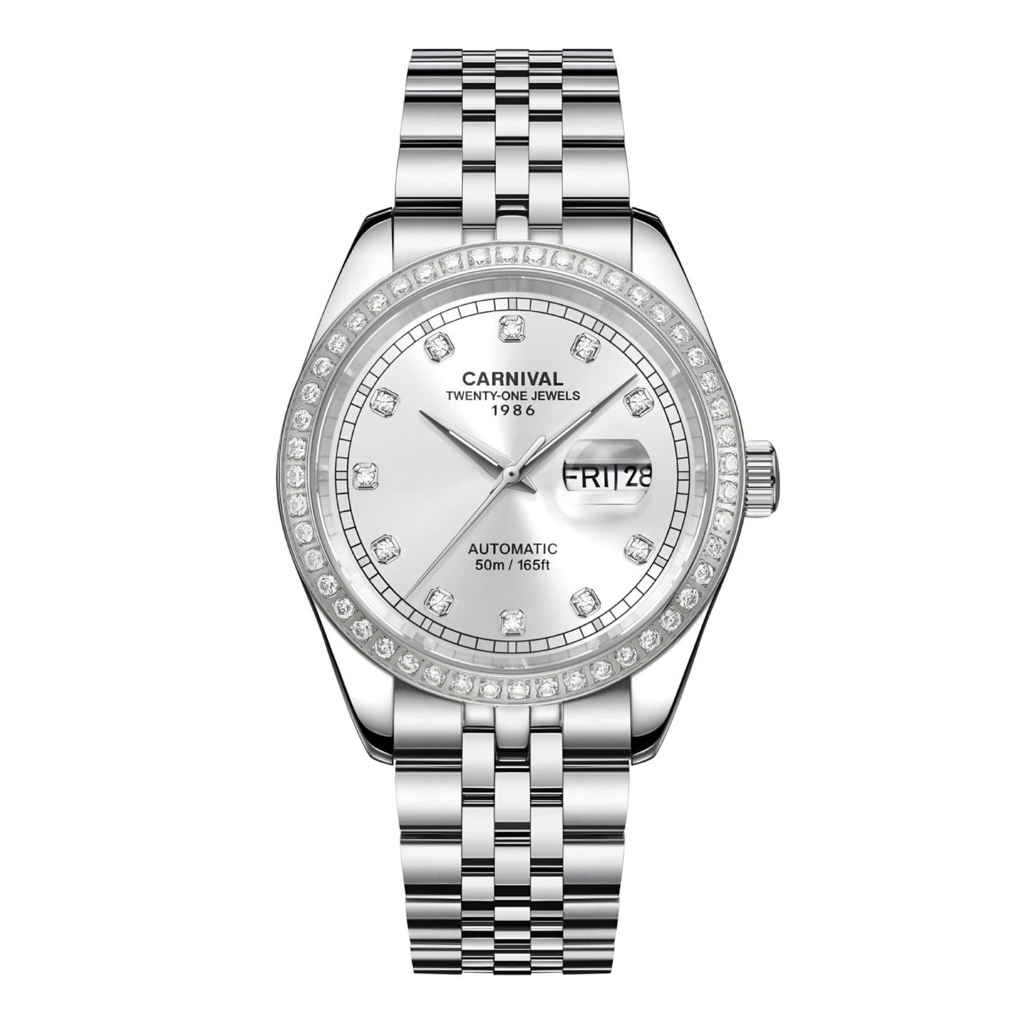 Đồng Hồ Nam Carnival 8131G2-VT-T Automatic Dây Thép Bạc Mặt Trắng Size 40mm
