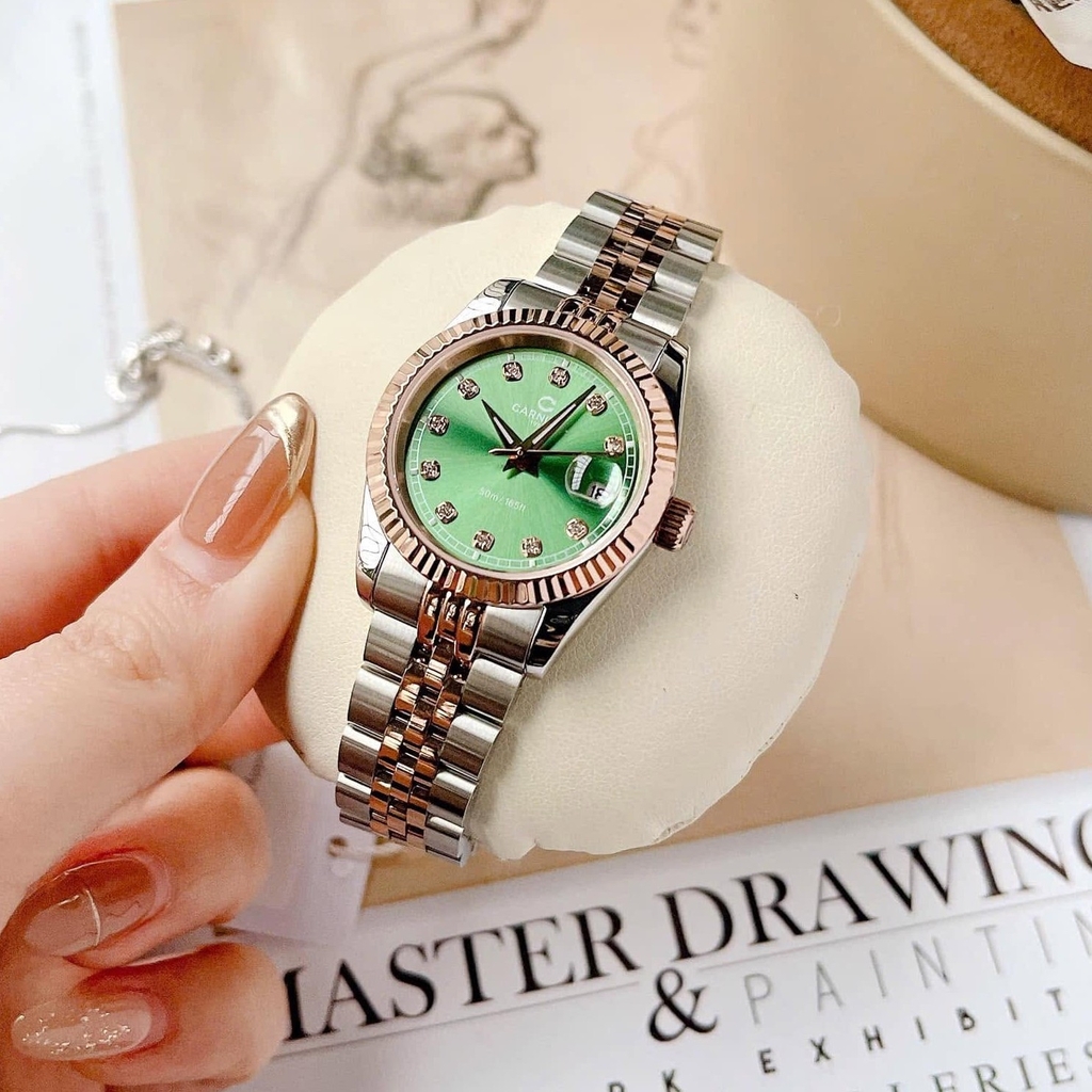 Đồng Hồ Nữ Carnival 8131L-CH-XL Demi Vàng Hồng Mặt Xanh Lá Size 30mm Quartz Japan
