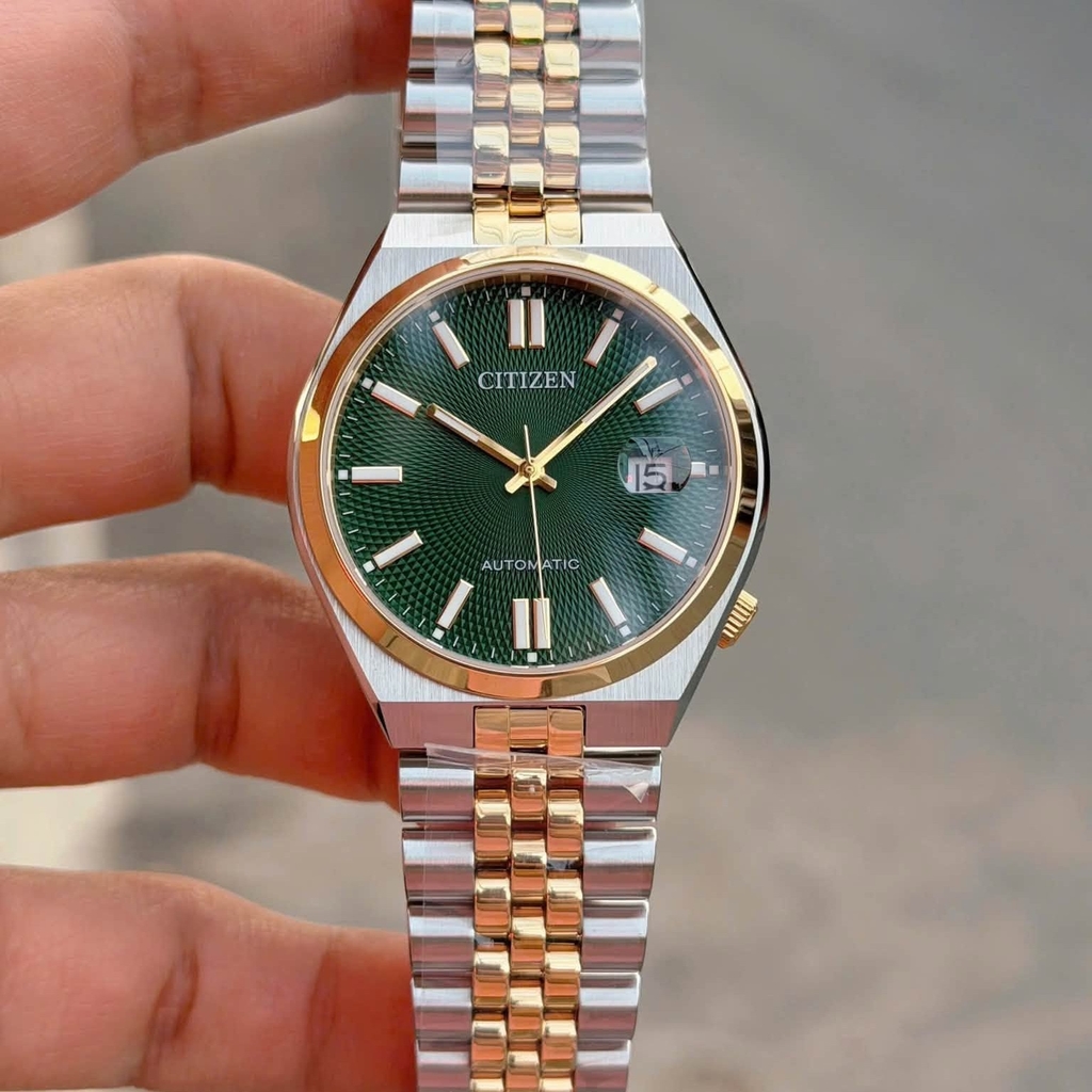 Đồng Hồ Nam Citizen Tsuyosa Automatic Demi Gold Green NK0024-54X Size 40mm