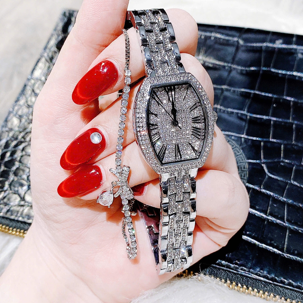Đồng Hồ Nữ Đính Đá Chính Hãng Franklin FL6144 Silver Size 30mm Quartz Tặng Kèm Vòng Tay