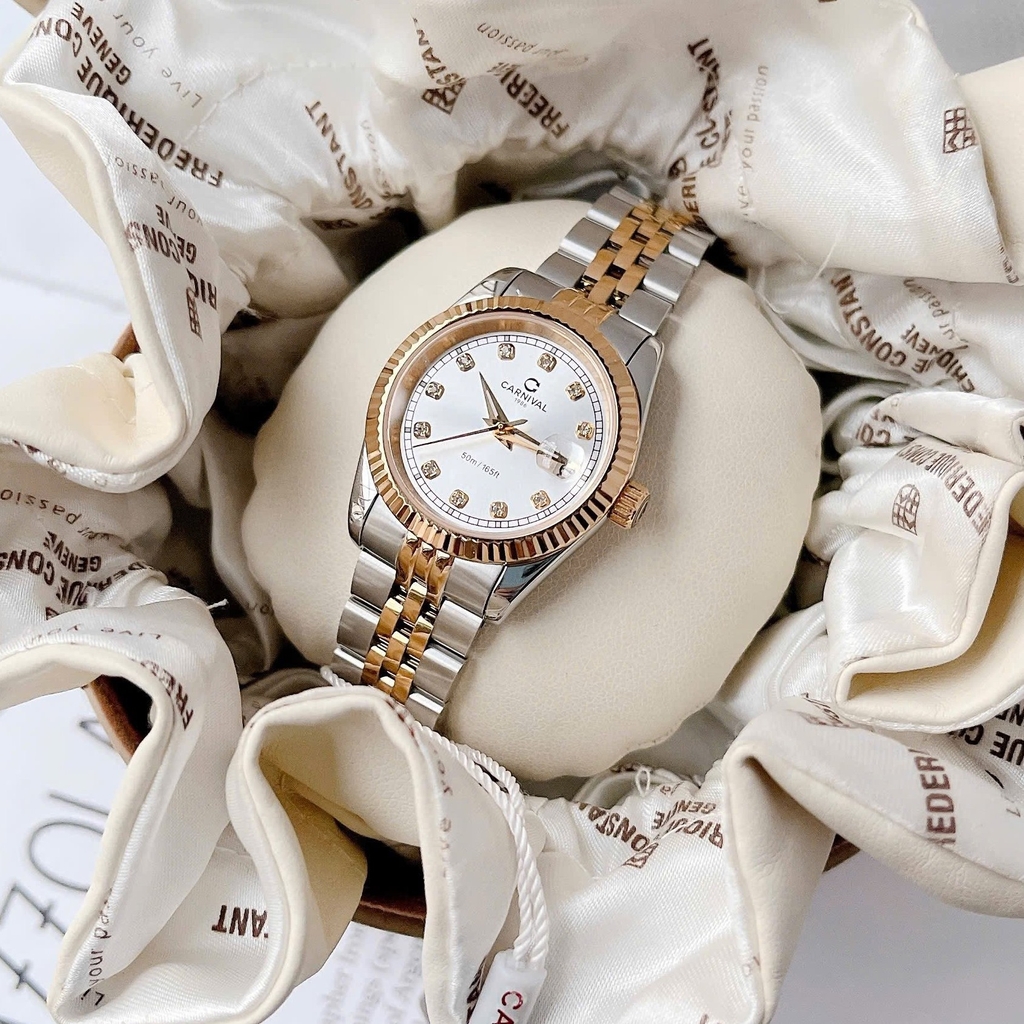 Đồng Hồ Nữ Carnival 8131L-CV-D Demi Vàng Mặt Trắng Size 30mm Quartz Japan