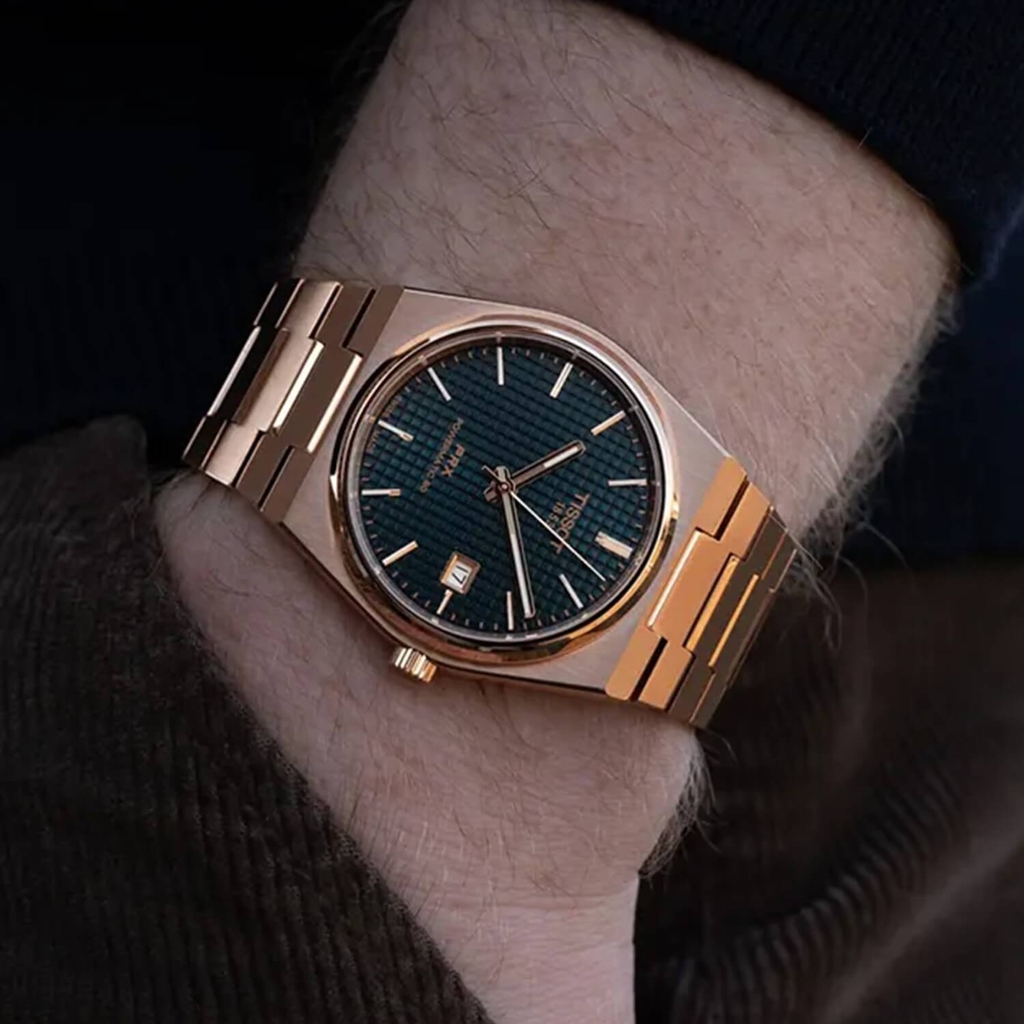 Đồng Hồ Nam Tissot Automatic PRX Powermatic 80 Size 40mm T137.407.33.041.00 (T1374073304100) Màu Vàng Hồng Mặt Xanh Navy