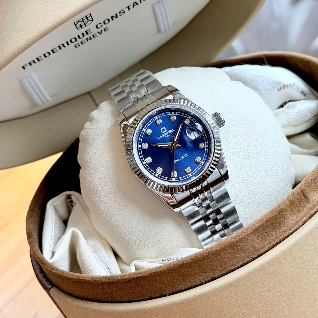 Đồng Hồ Nữ Carnival 8131L-VT-X Dây Thép Bạc Mặt Xanh Dương Size 30mm Quartz Japan