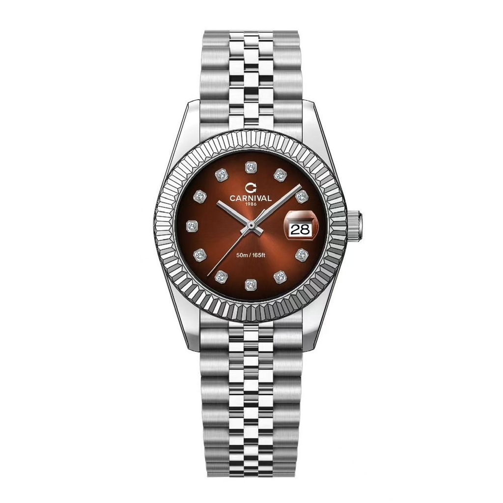 Đồng Hồ Nữ Carnival 8250L-VT-N Dây Thép Silver Mặt Nâu Socola Size 30mm Quartz Japan