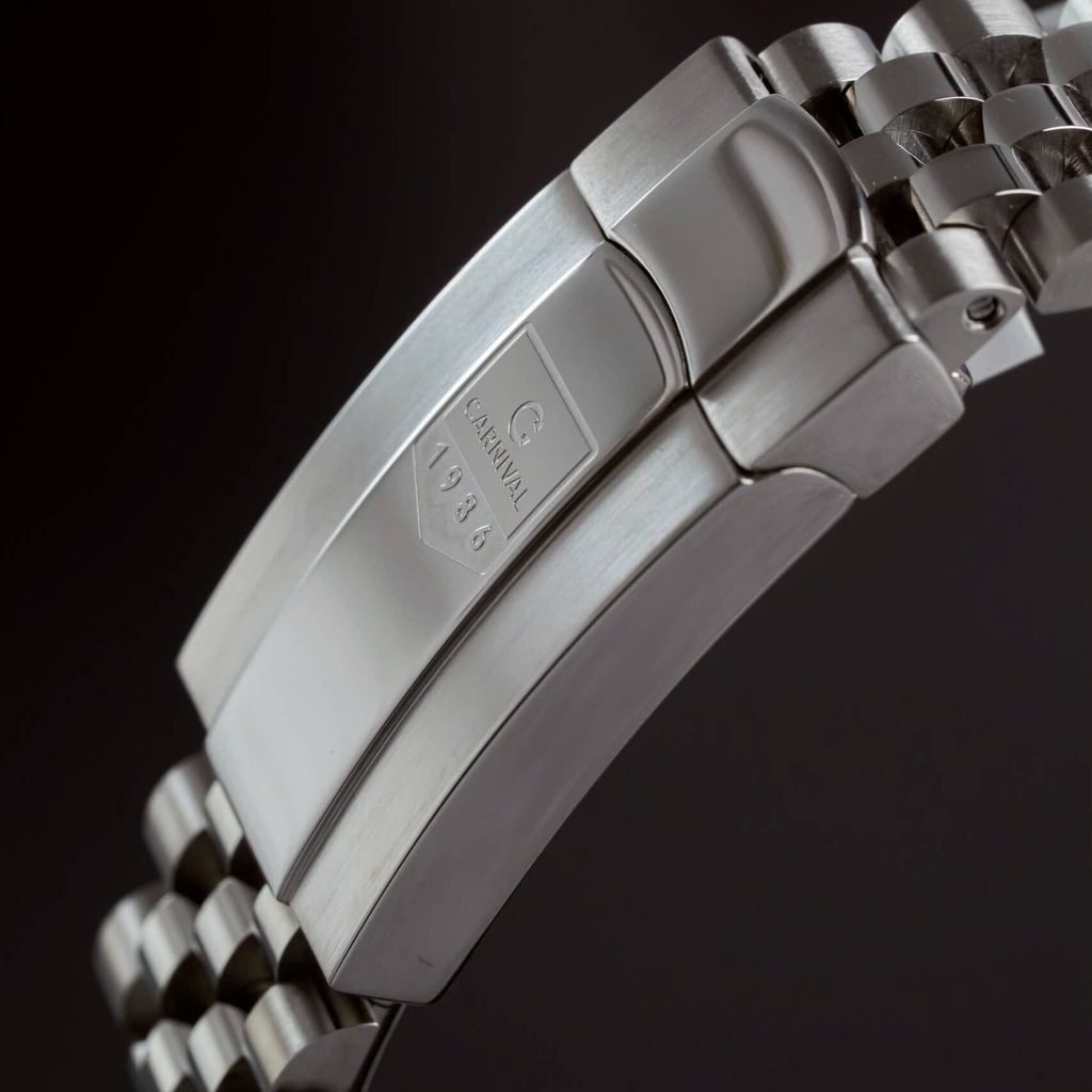 Đồng Hồ Nam Carnival 8250G-VT-D Automatic Dây Thép Bạc Mặt Đen Size 38mm