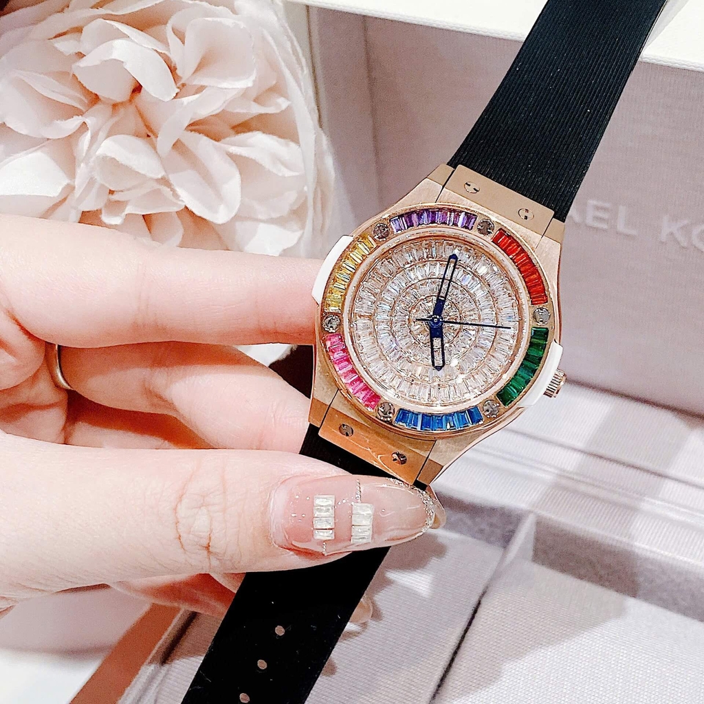 Đồng Hồ Nữ X-cer Dây Cao Su Đen Chính Hãng Vỏ Rose Đính Đá Màu Size 34mm B0639