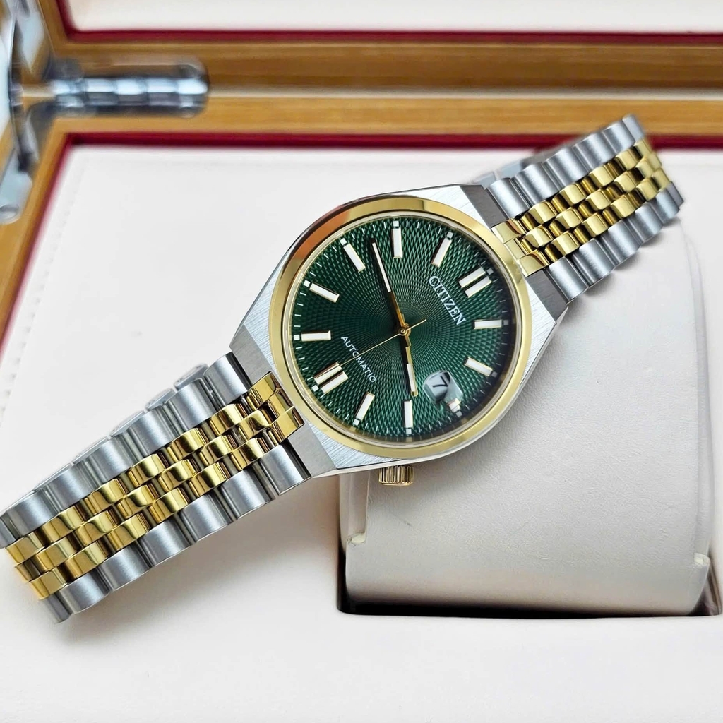 Đồng Hồ Nam Citizen Tsuyosa Automatic Demi Gold Green NK0024-54X Size 40mm