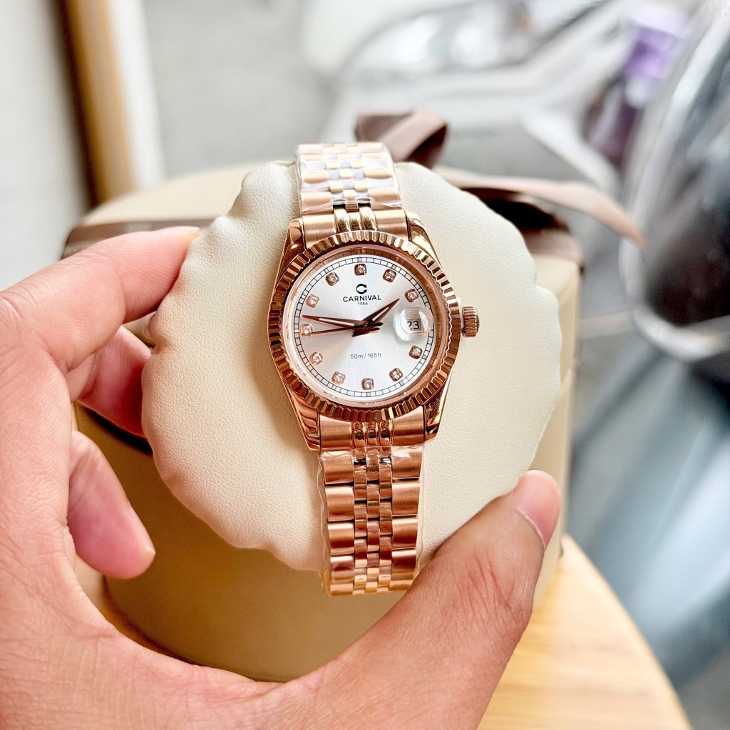 Đồng Hồ Nữ Carnival 8131L-VH-T Dây Thép Vàng Hồng Mặt Trắng Size 30mm Quartz Japan