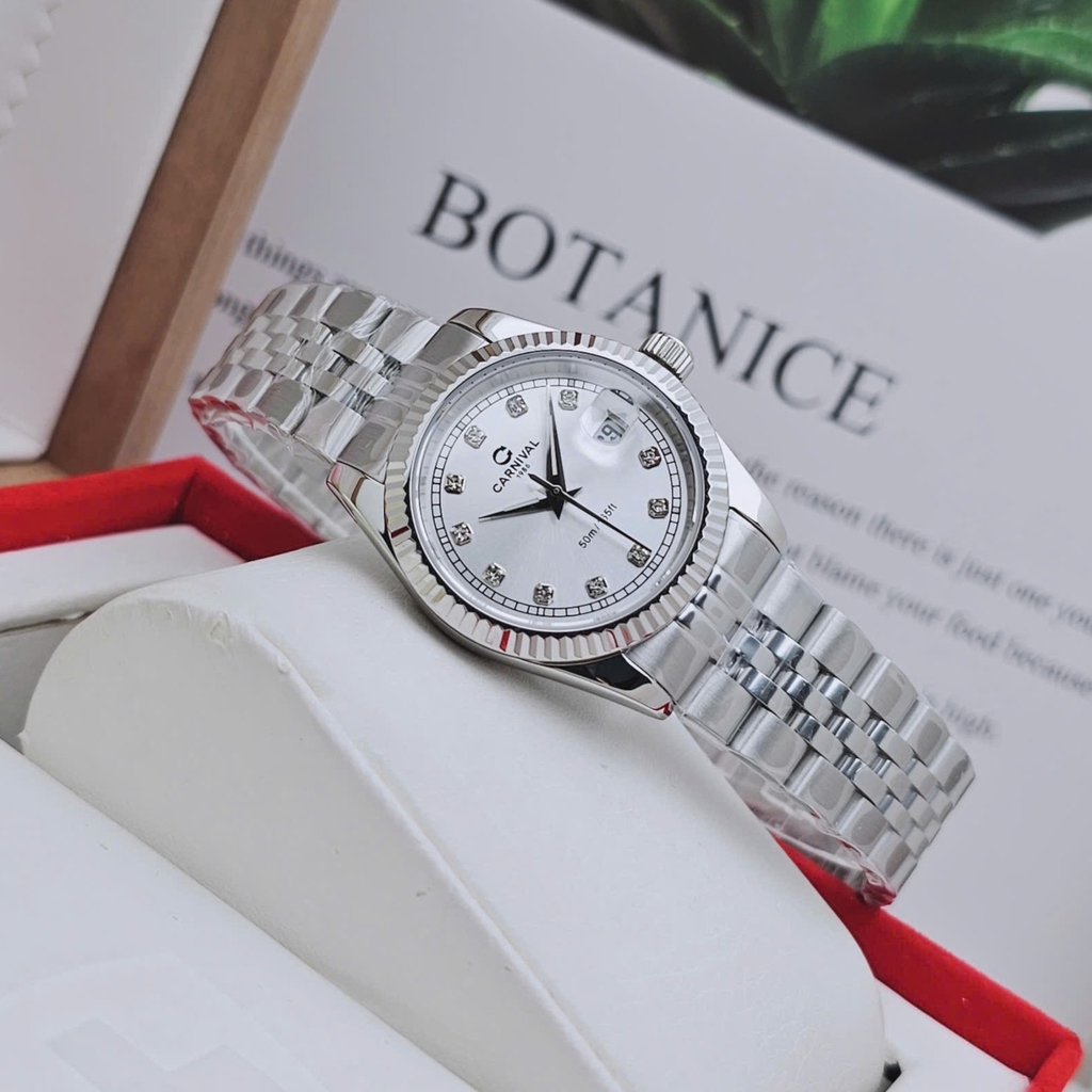 Đồng Hồ Nữ Carnival 8131L-VT-T Dây Thép Bạc Mặt Trắng Size 30mm Quartz Japan