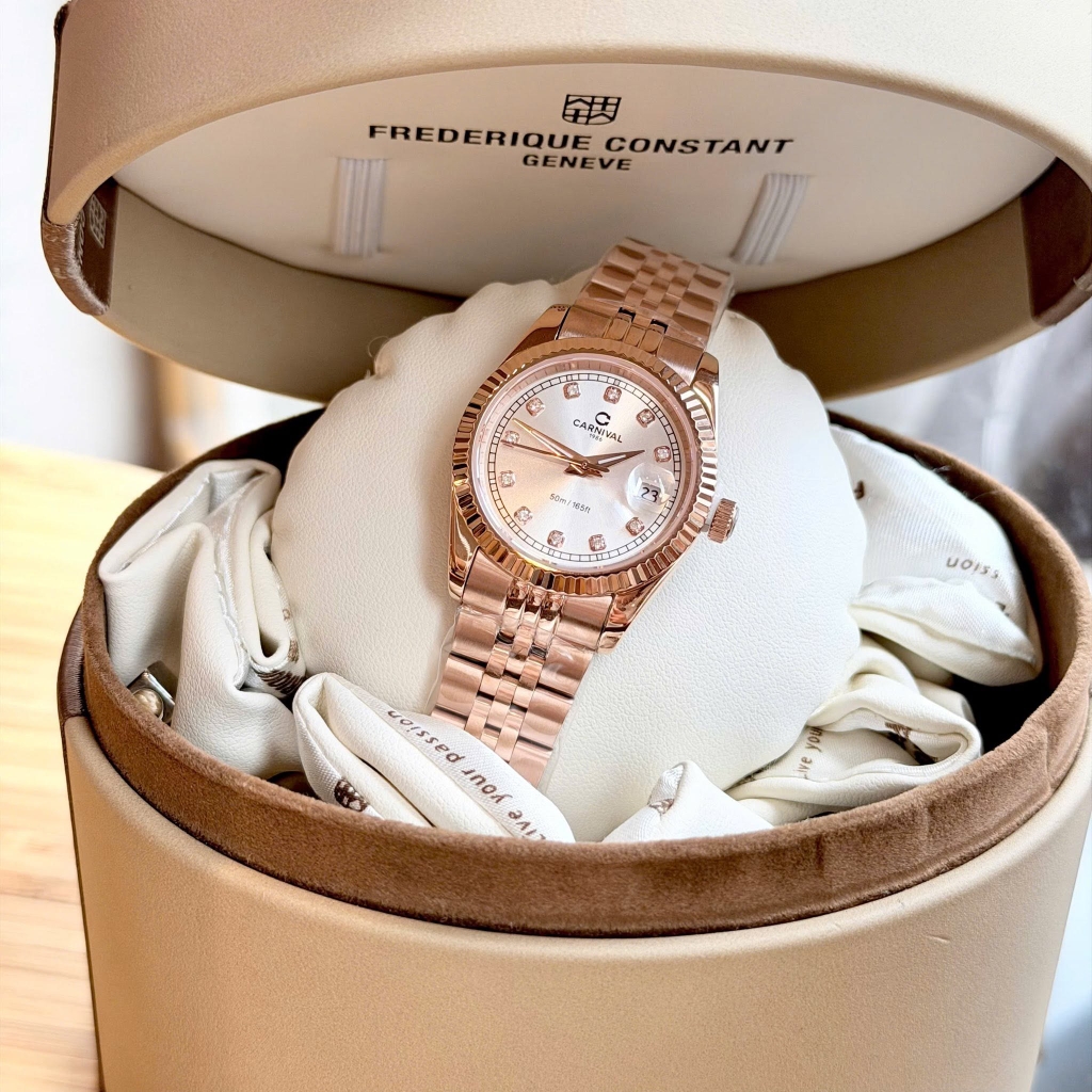 Đồng Hồ Nữ Carnival 8131L-VH-T Dây Thép Vàng Hồng Mặt Trắng Size 30mm Quartz Japan