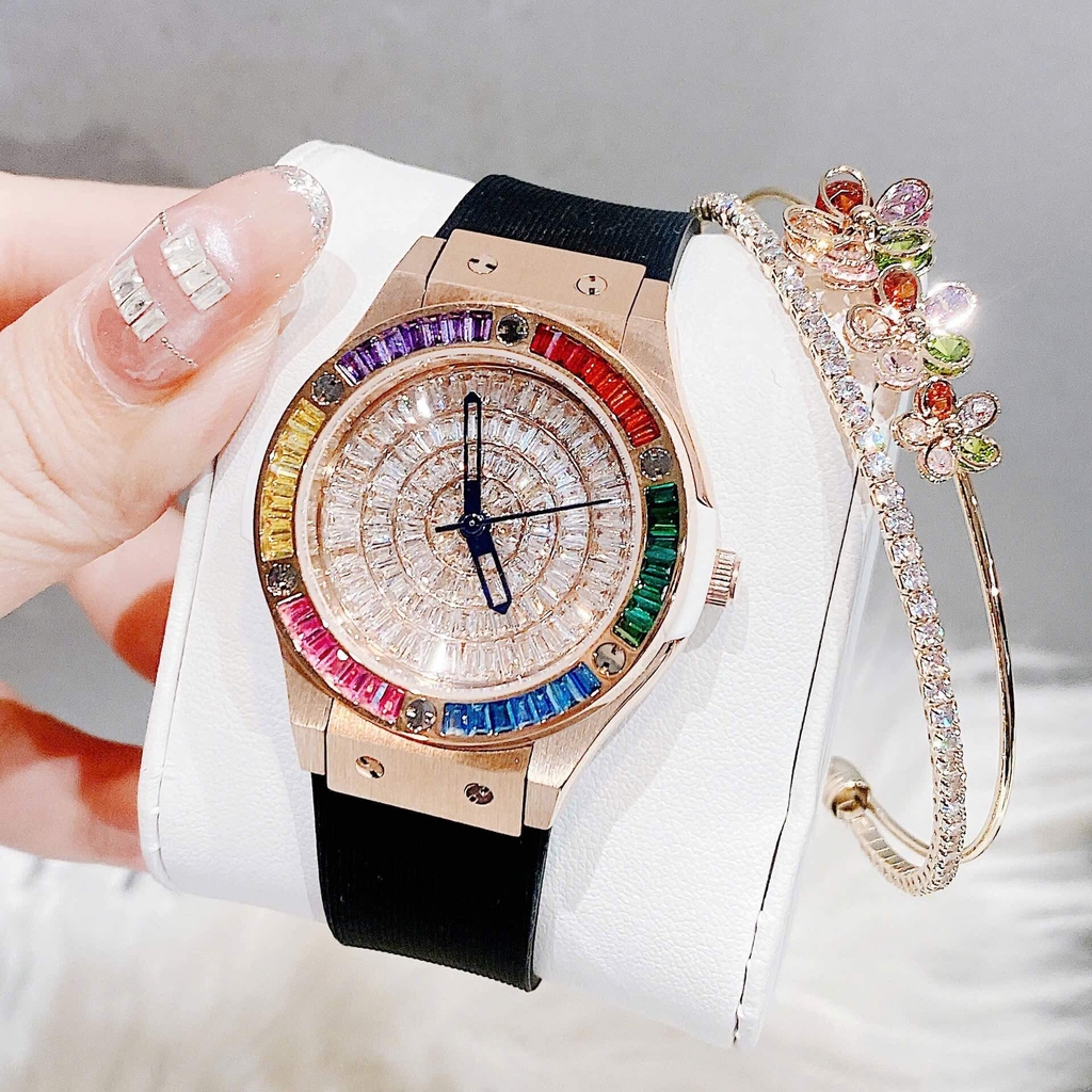 Đồng Hồ Nữ X-cer Dây Cao Su Đen Chính Hãng Vỏ Rose Đính Đá Màu Size 34mm B0639
