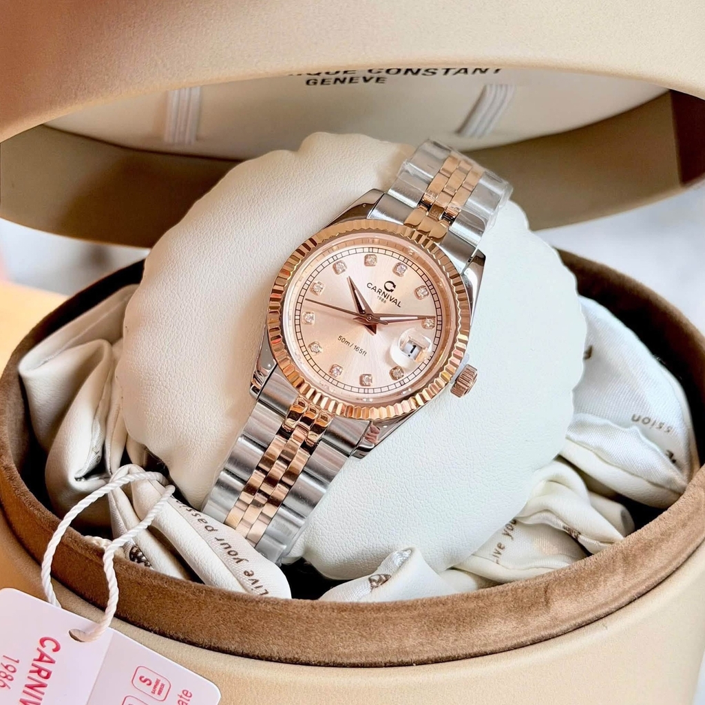 Đồng Hồ Nữ Carnival 8131L-CH-NN Demi Vàng Hồng Mặt Vàng Hồng Size 30mm Quartz Japan