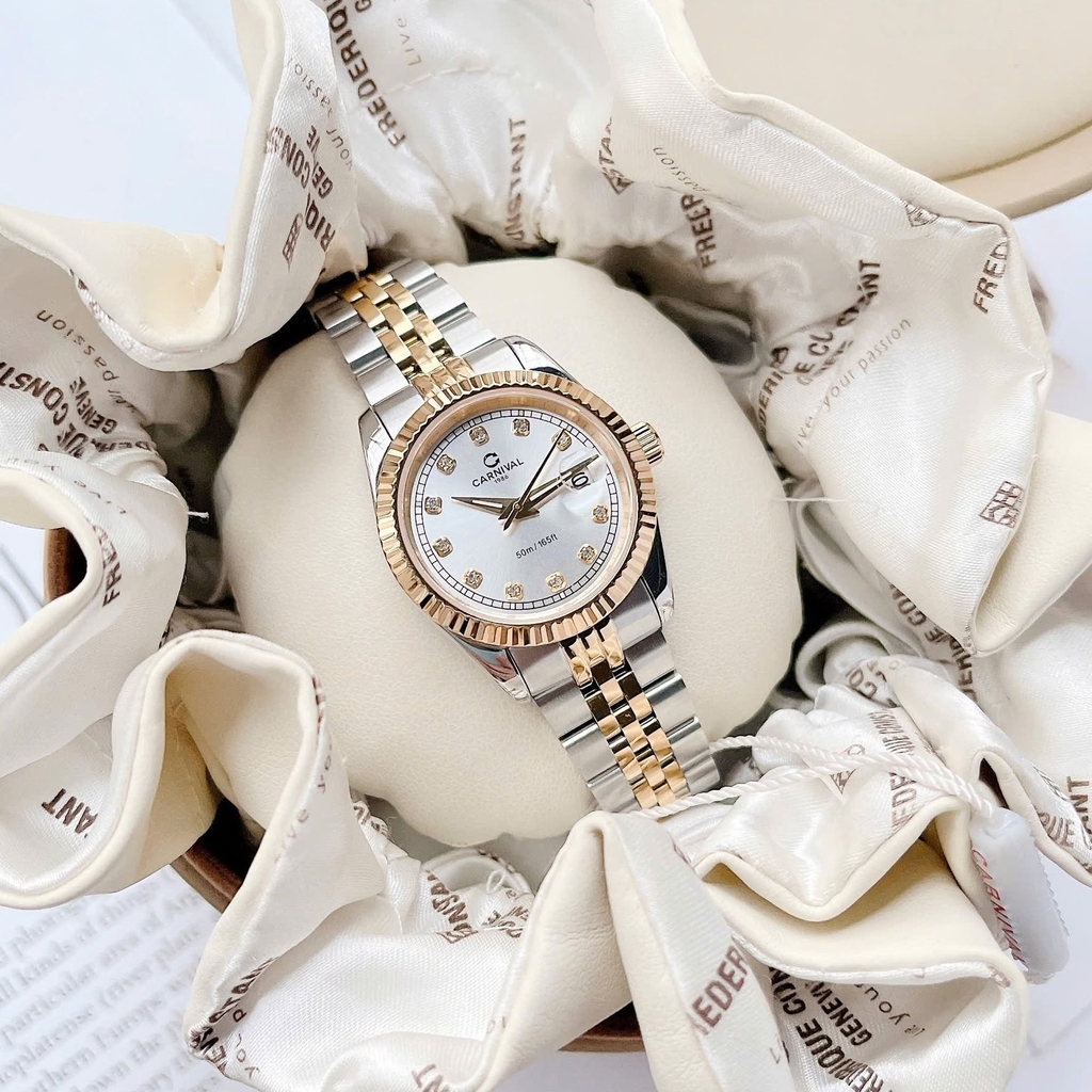 Đồng Hồ Nữ Carnival 8131L-CV-D Demi Vàng Mặt Trắng Size 30mm Quartz Japan