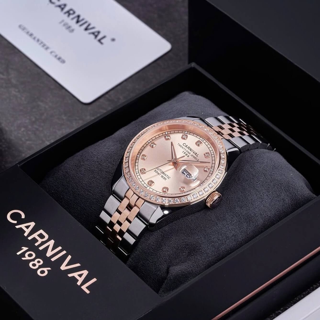 Đồng Hồ Nam Carnival 8131G2-CH-NN Automatic Dây Thép Demi Vàng Hồng Size 40mm