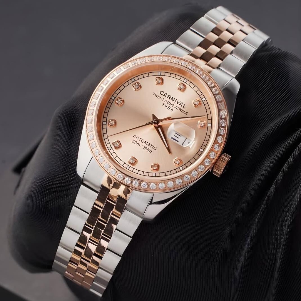 Đồng Hồ Nam Carnival 8131G2-CH-NN Automatic Dây Thép Demi Vàng Hồng Size 40mm