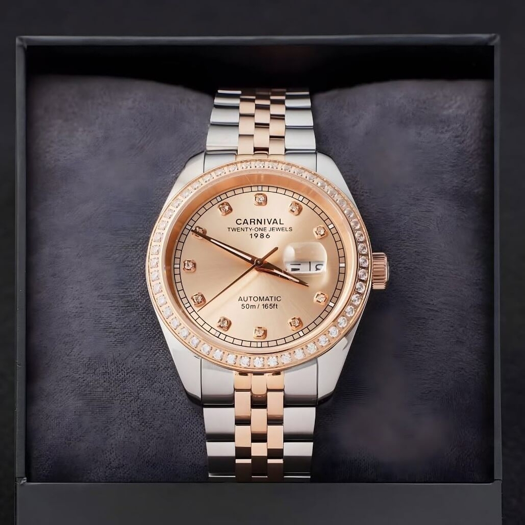 Đồng Hồ Nam Carnival 8131G2-CH-NN Automatic Dây Thép Demi Vàng Hồng Size 40mm