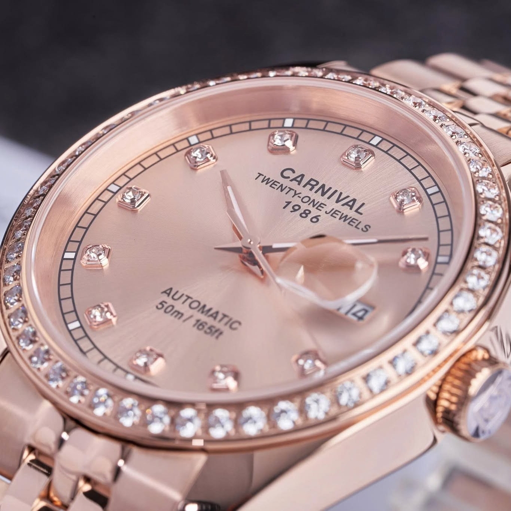 Đồng Hồ Nam Carnival 8131G2-VH-NN Automatic Dây Thép Vàng Hồng Mặt Vàng Hồng Size 40mm