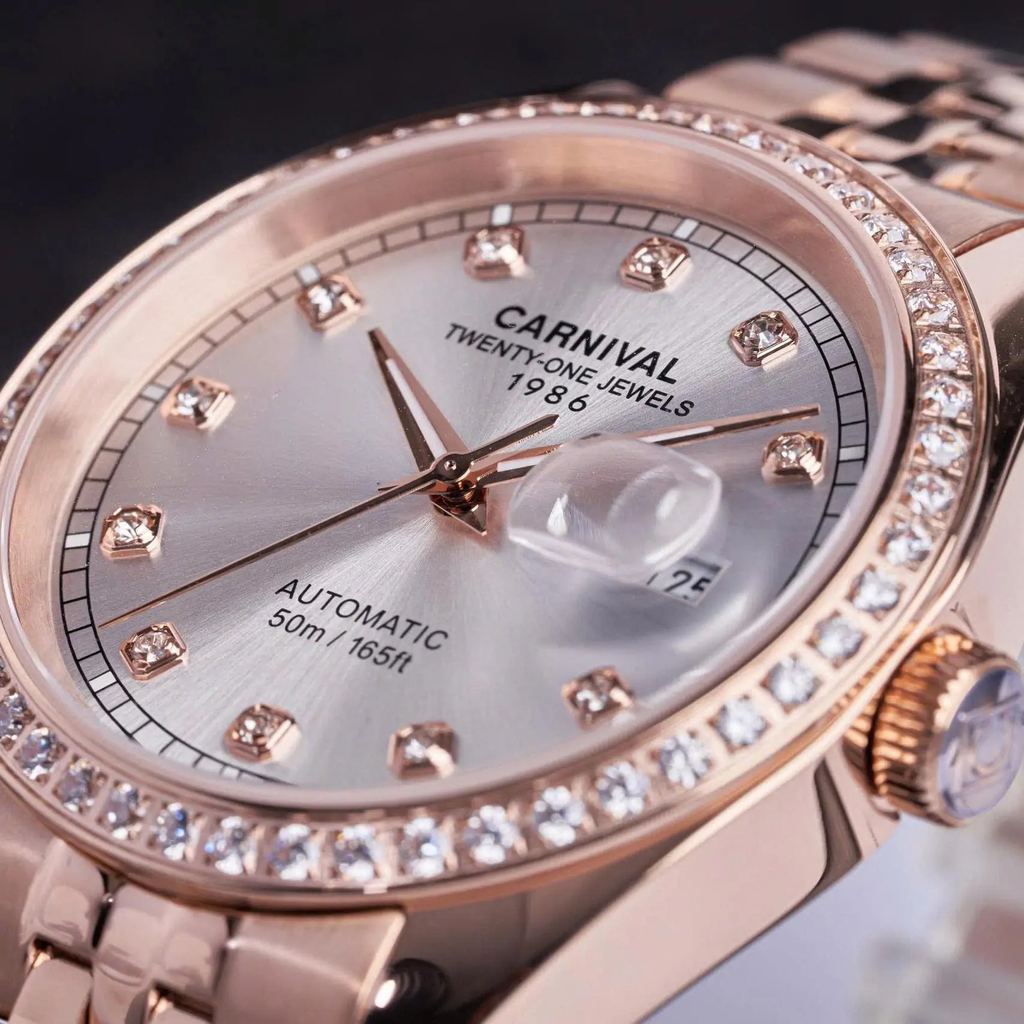 Đồng Hồ Nam Carnival 8131G2-VH-T Automatic Dây Thép Vàng Hồng Mặt Trắng Size 40mm